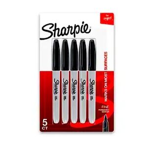 🏷️ BIN 🏷️ NIP Sharpie Permanent Marker, Fine Tip, Black, 5/Pack
